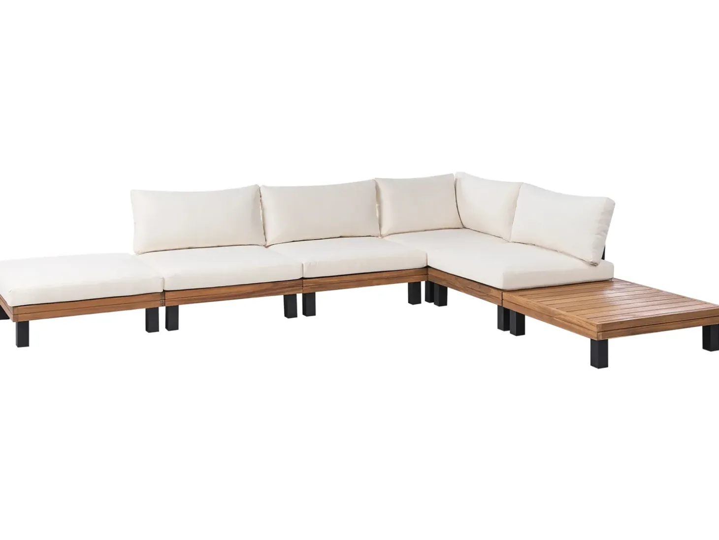 FRAZZANO 5 personers Have-hjørnesofasæt Cremehvid Certificeret akacietræ