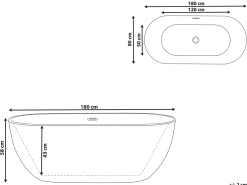 Fritstående badekar CARRERA 180 x 80 cm Hvid
