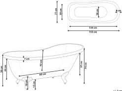 Fritstående badekar CAYMAN 153 x 77 cm Hvid