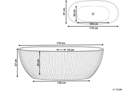 Fritstående badekar JUTAI 170 x 81 cm Hvid