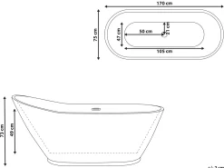 Fritstående badekar LONDRINA 170 x 75 cm Hvid