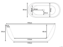 Fritstående badekar NEVIS 170 x 80 cm Hvid