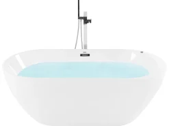 Fritstående spabad med LED NEVIS 170 x 80 cm Hvid