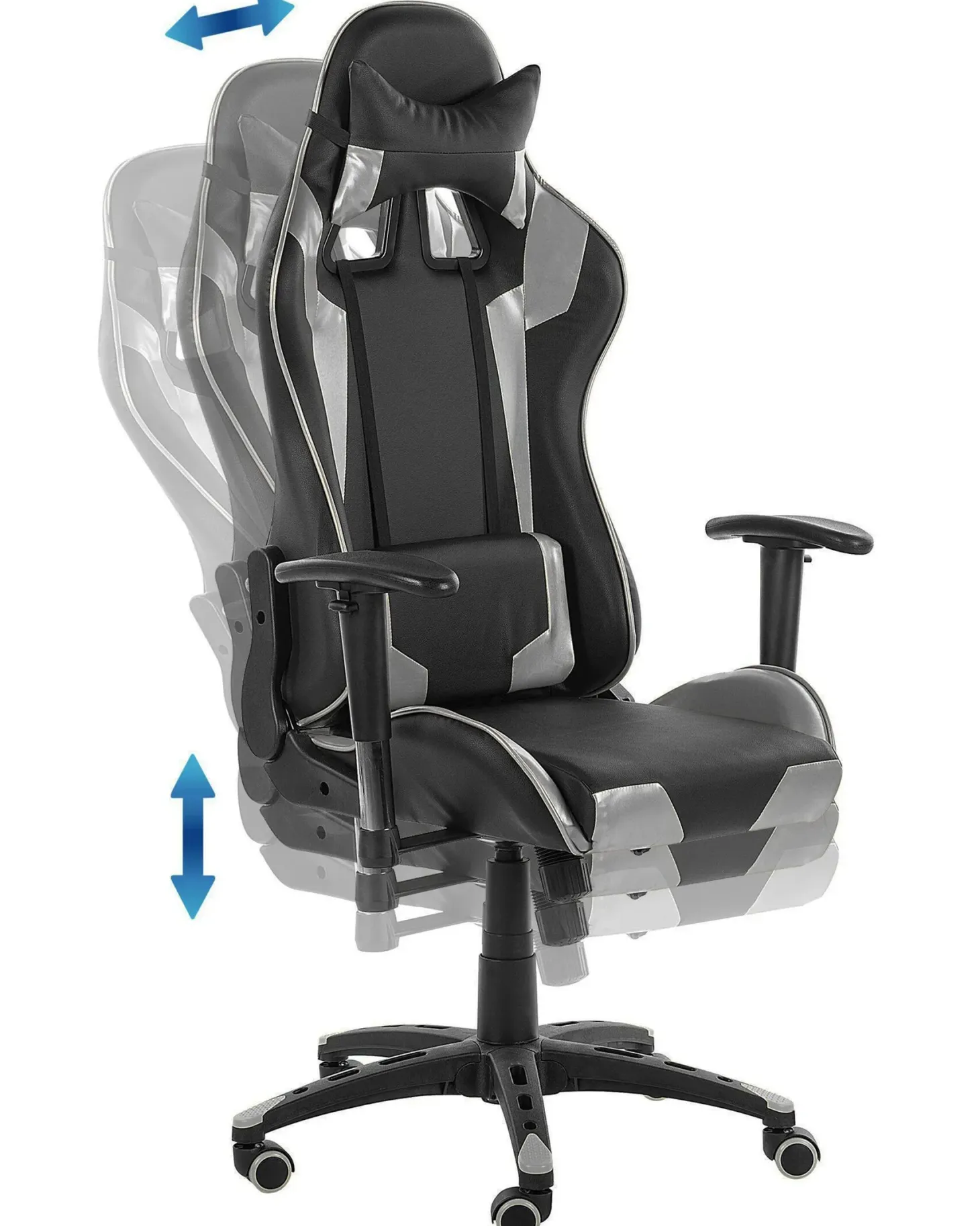 Gamingstol KNIGHT Kunstlæder Sølv