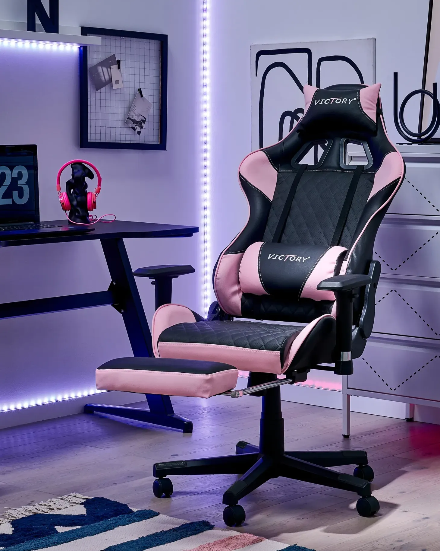 Gamingstol VICTORY Kunstlæder Lyserød
