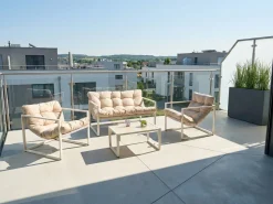 GARDA 4 personers Loungesæt med bord Beige Metal
