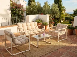 GARDA 4 personers Loungesæt med bord Beige Metal