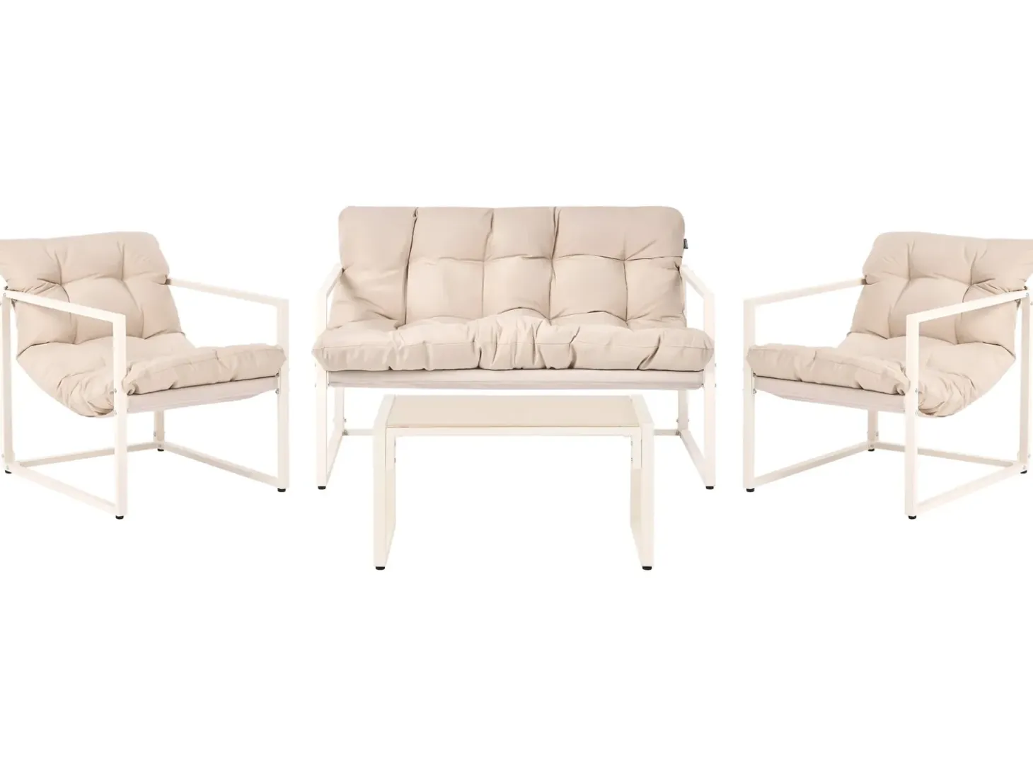 GARDA 4 personers Loungesæt med bord Beige Metal