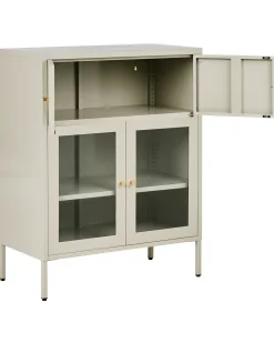 Glas vitrineskab ESHOLT Metal 80 cm Lys Beige