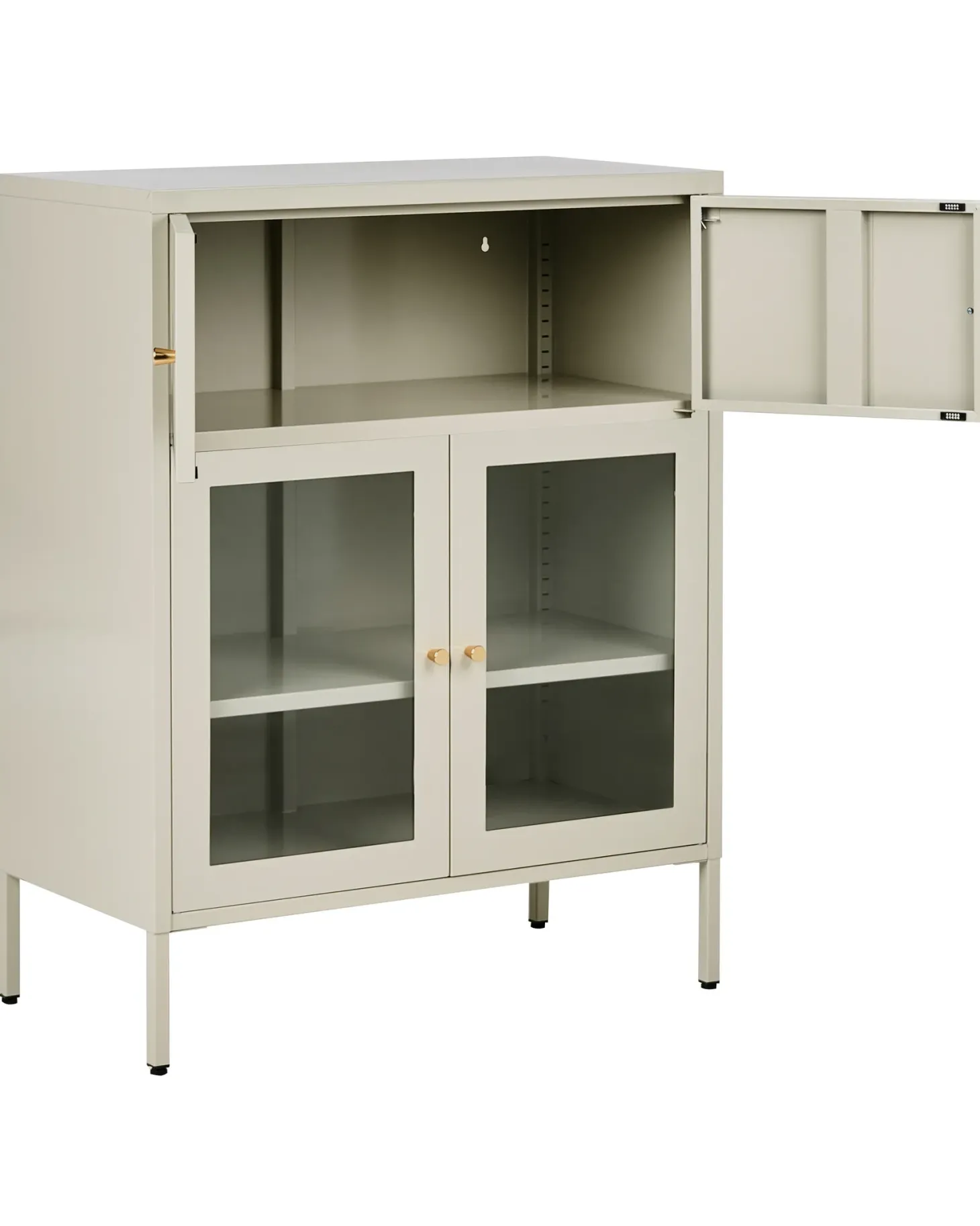 Glas vitrineskab ESHOLT Metal 80 cm Lys Beige