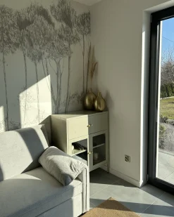 Glas vitrineskab ESHOLT Metal 80 cm Lys Beige