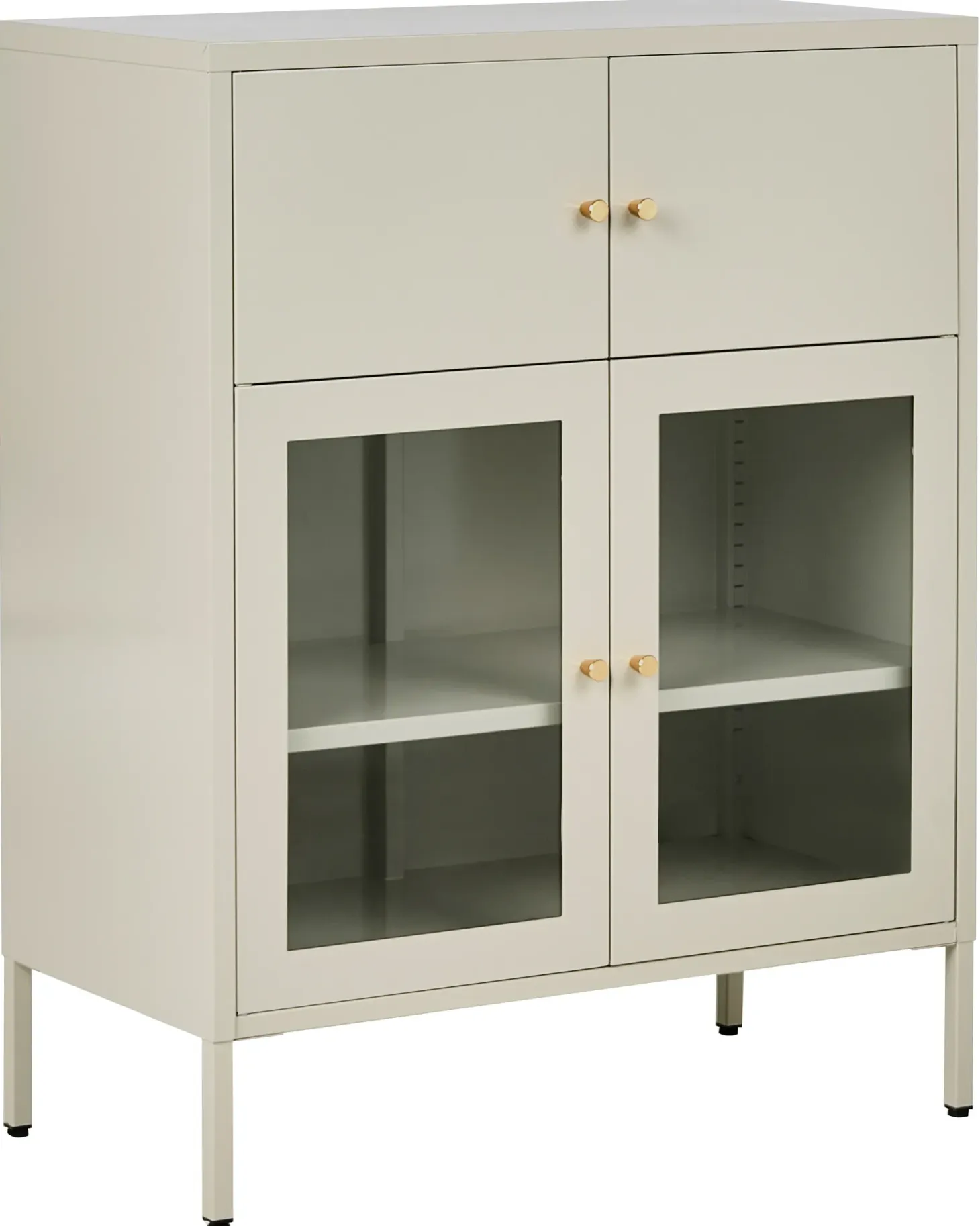 Glas vitrineskab ESHOLT Metal 80 cm Lys Beige