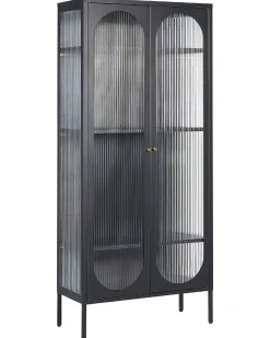 Glas vitrineskab FOXTON Metal 80 cm Sort