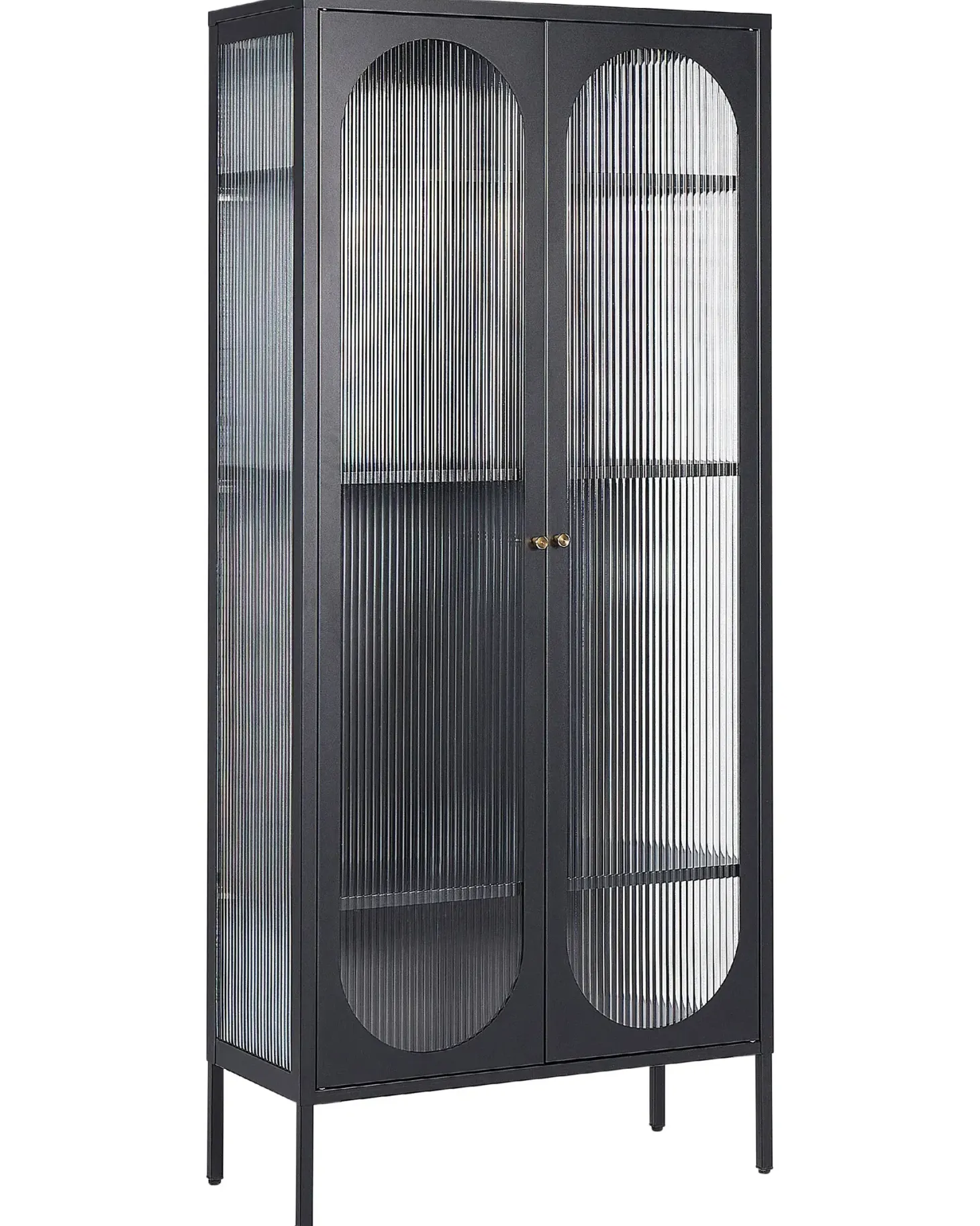 Glas vitrineskab FOXTON Metal 80 cm Sort