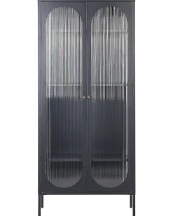 Glas vitrineskab FOXTON Metal 80 cm Sort