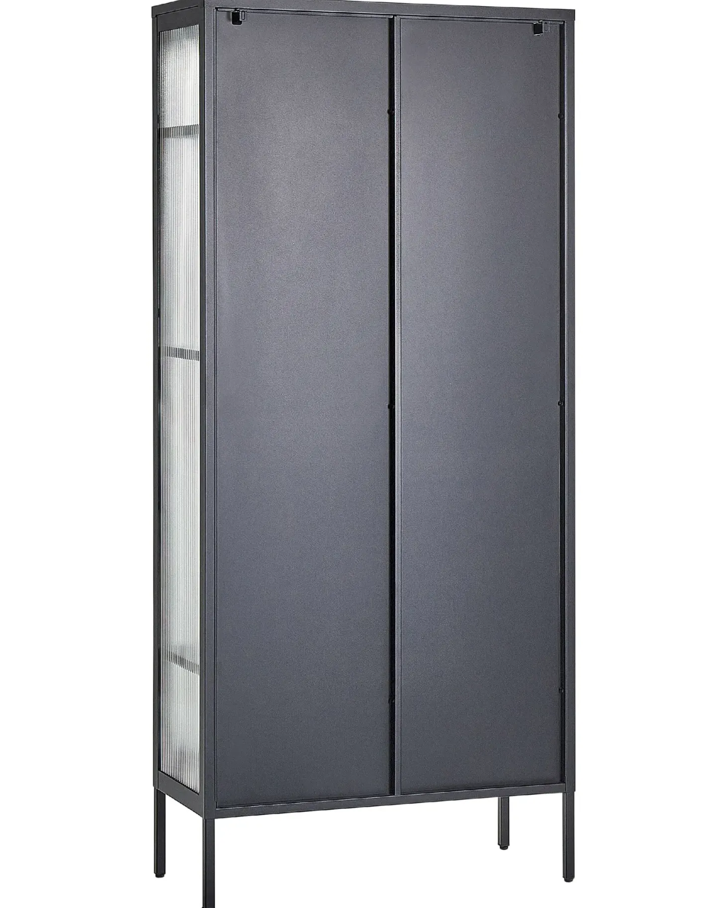 Glas vitrineskab FOXTON Metal 80 cm Sort