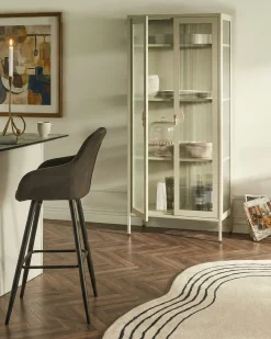 Glas vitrineskab GLEORA Metal Lys Beige