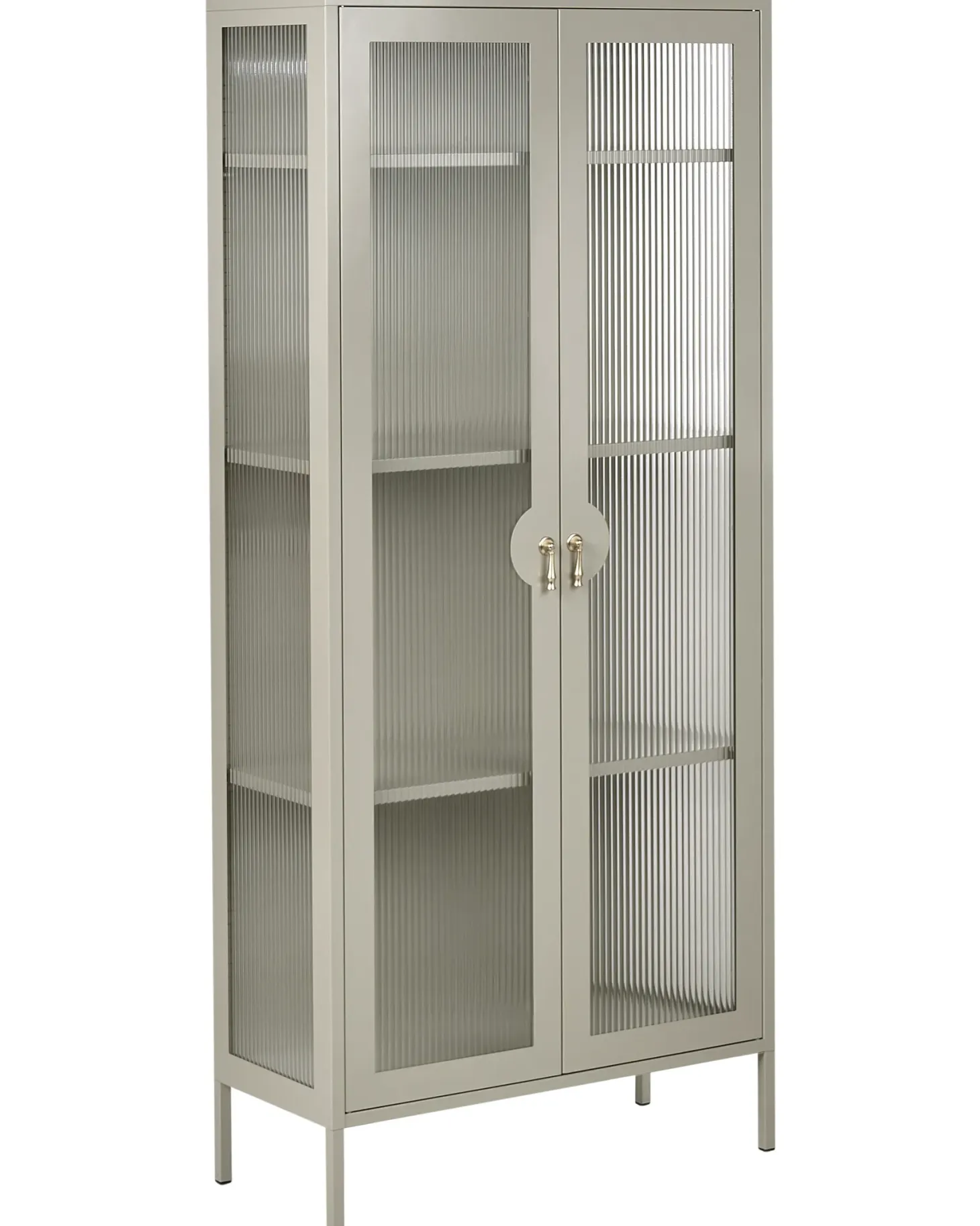 Glas vitrineskab GLEORA Metal Lys Beige