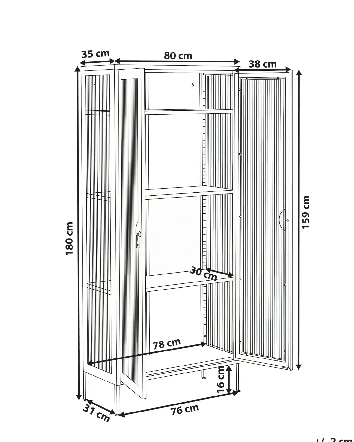 Glas vitrineskab GLEORA Metal Lys Beige