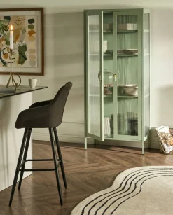 Glas vitrineskab GLEORA Metal Mintgrøn