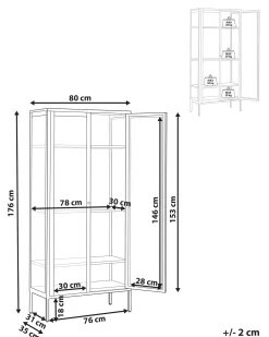 Glas vitrineskab HARTY Metal 80 cm Guldbrun