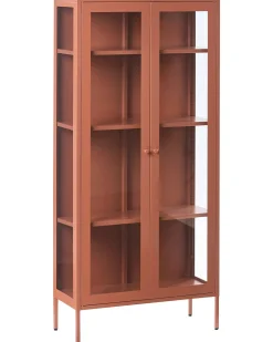 Glas vitrineskab HARTY Metal 80 cm Guldbrun