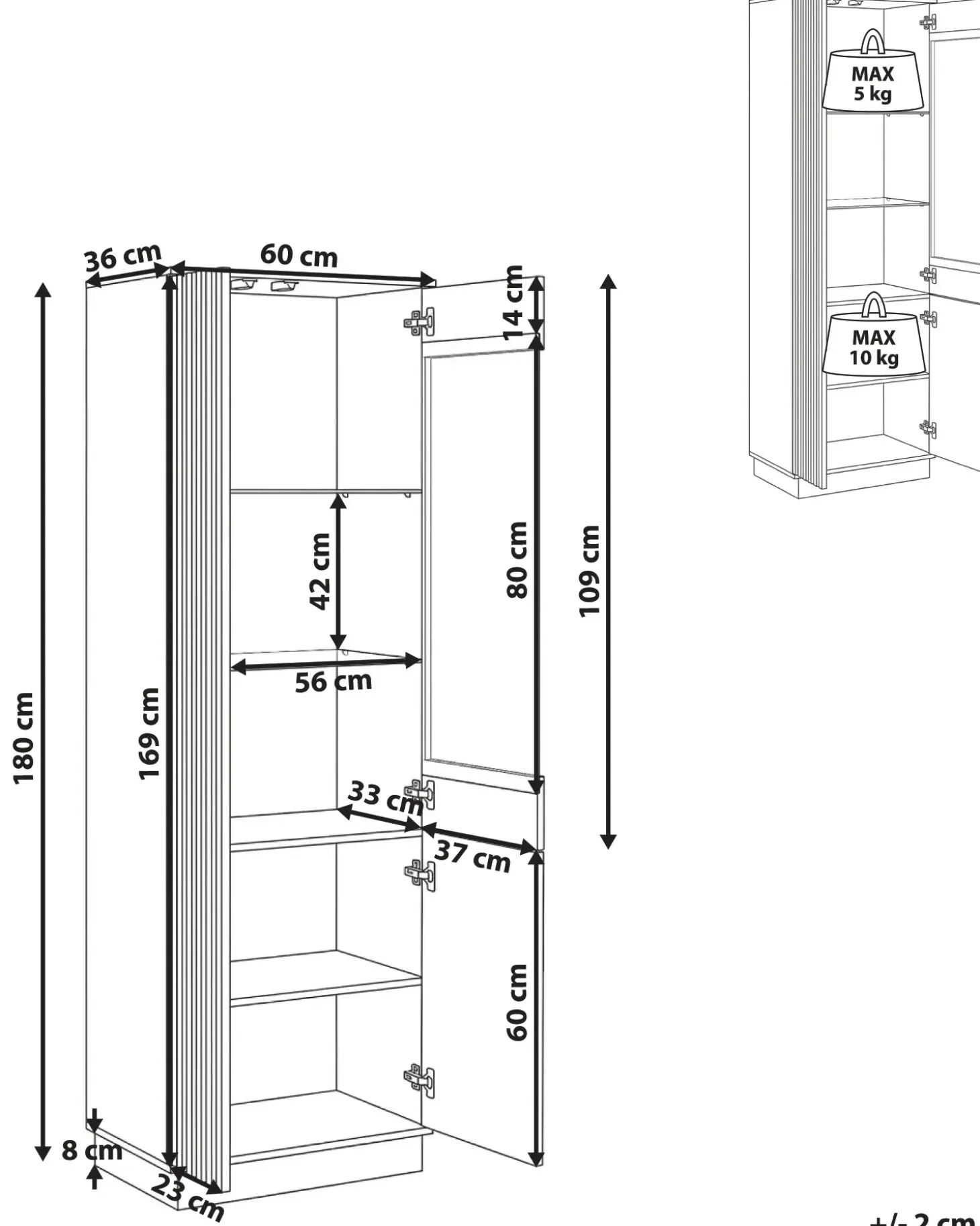 Glas vitrineskab MANAIA 60 cm Brun