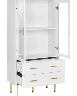 Glas vitrineskab MILORA 80 cm Hvid