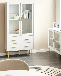 Glas vitrineskab MILORA 80 cm Hvid