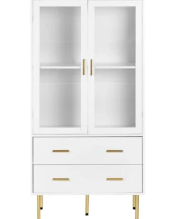 Glas vitrineskab MILORA 80 cm Hvid