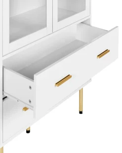 Glas vitrineskab MILORA 80 cm Hvid