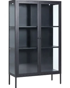 Glas vitrineskab NASH Metal 90 cm Sort