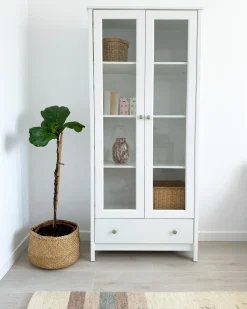 Glas vitrineskab NORNALUP 80 cm Hvid