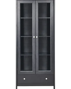 Glas vitrineskab NORNALUP 80 cm Sort
