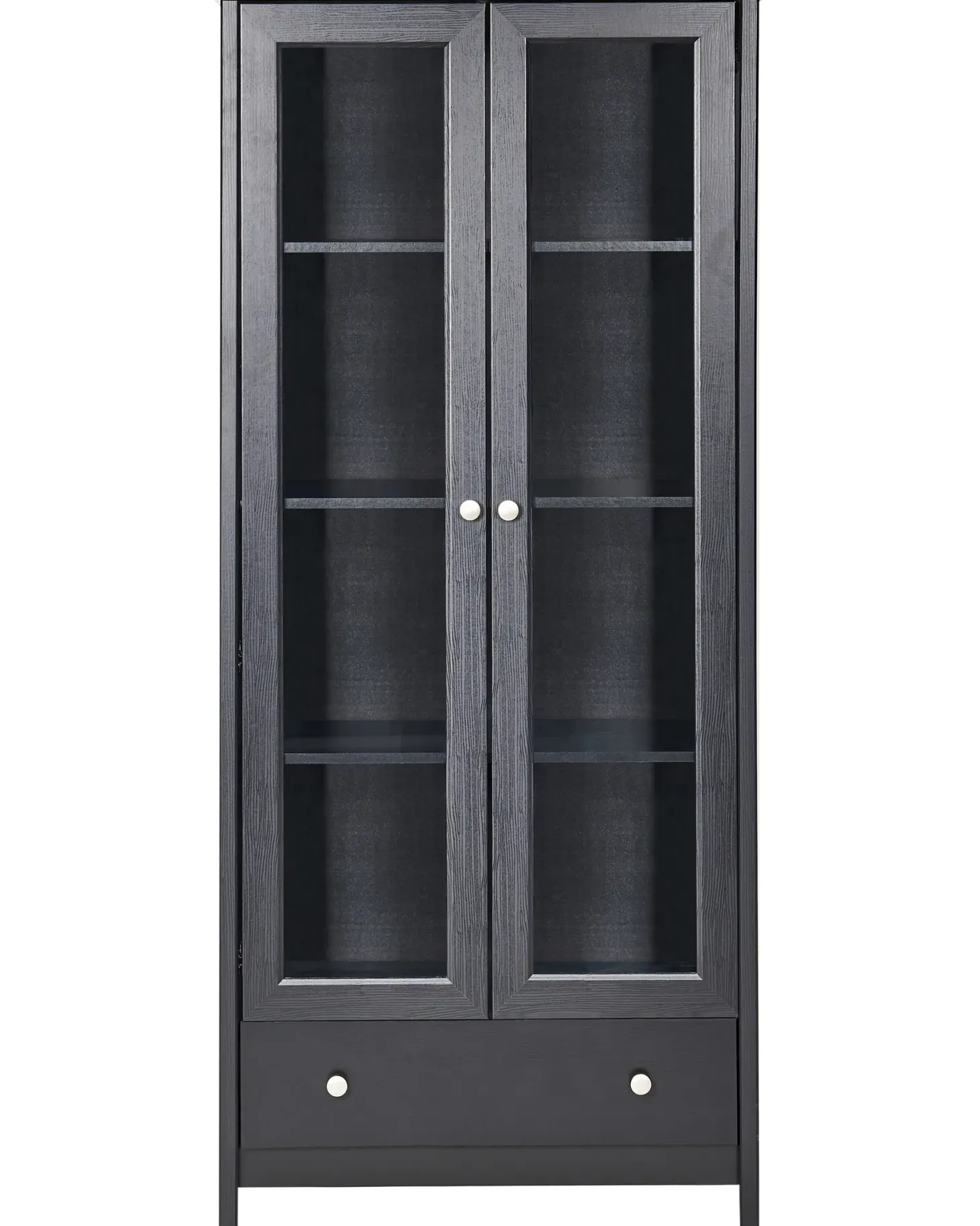 Glas vitrineskab NORNALUP 80 cm Sort