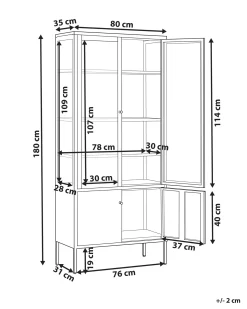Glas vitrineskab OXTED Metal 80 cm Beige