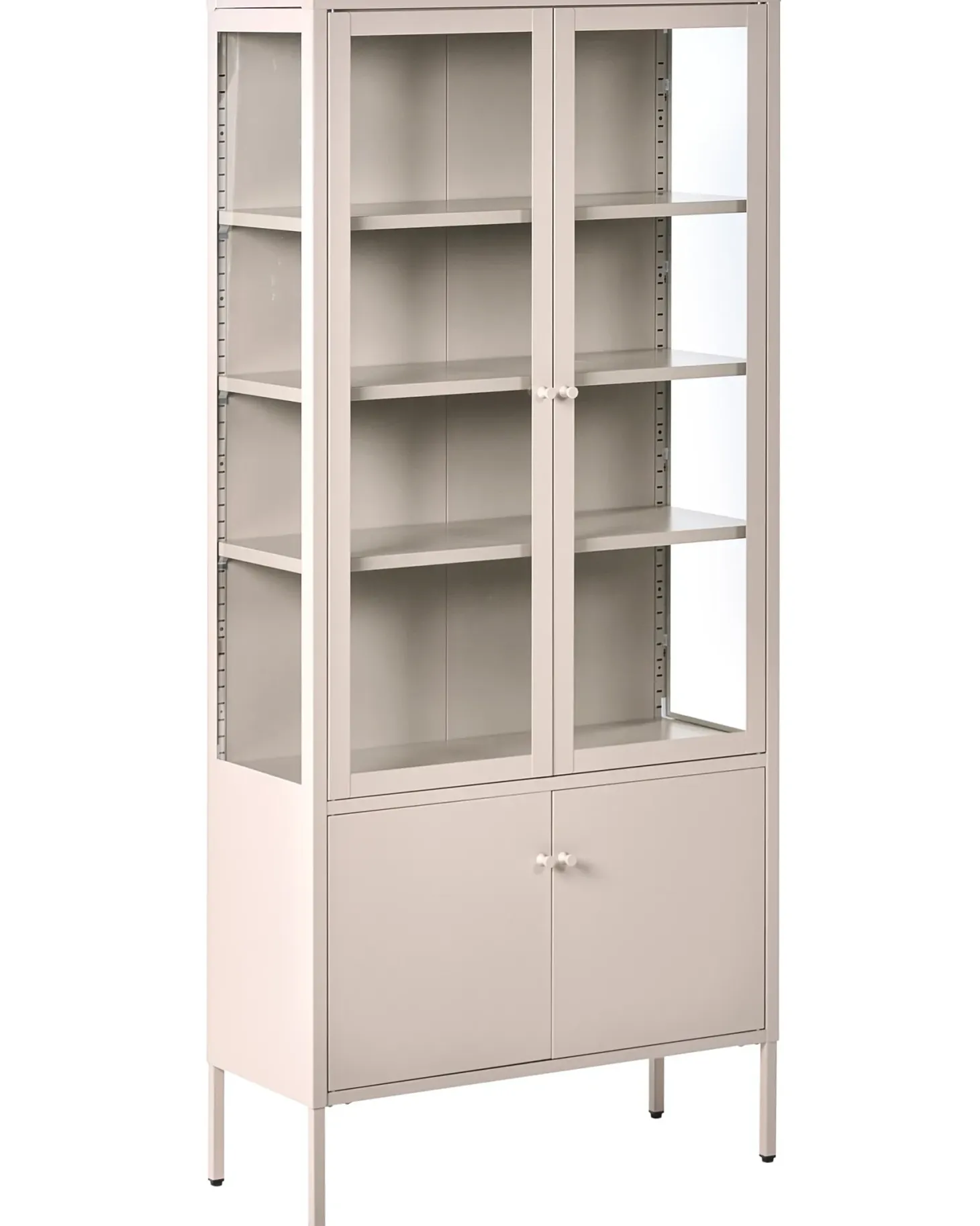 Glas vitrineskab OXTED Metal 80 cm Beige