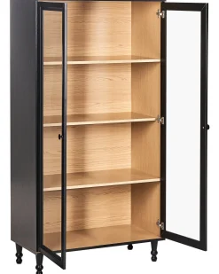 Glas vitrineskab TINGLEDALE 80 cm Sort