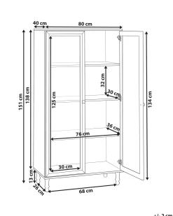 Glas vitrineskab TINGLEDALE 80 cm Sort