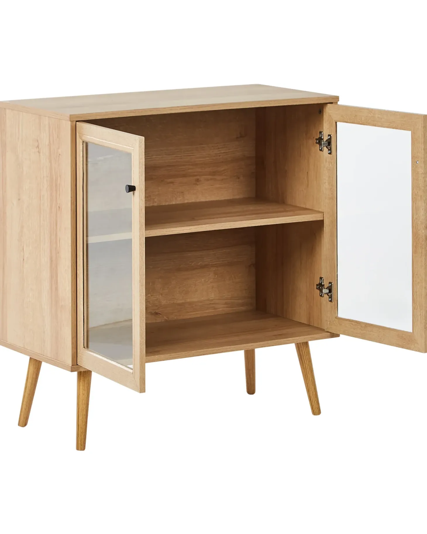 Glas vitrine skænk ALBANY 80 cm Lysebrun
