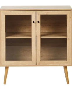 Glas vitrine skænk ALBANY 80 cm Lysebrun