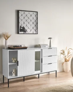 Glas vitrine skænk LEDUC Hvid