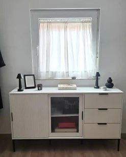 Glas vitrine skænk LEDUC Hvid