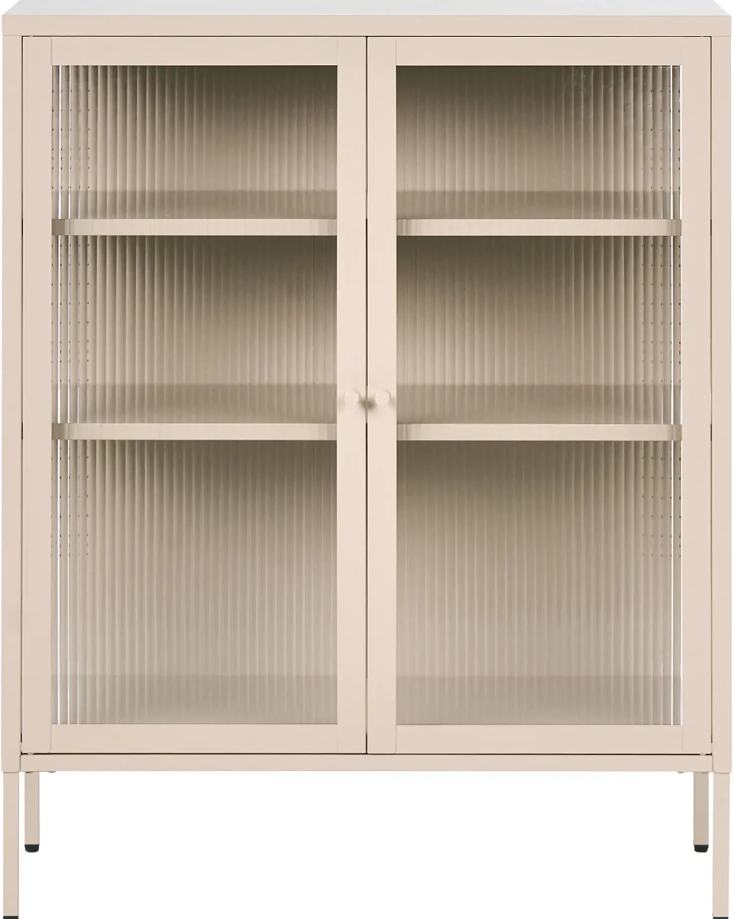 Glas vitrine skænk LERRYN Metal 90 cm Beige