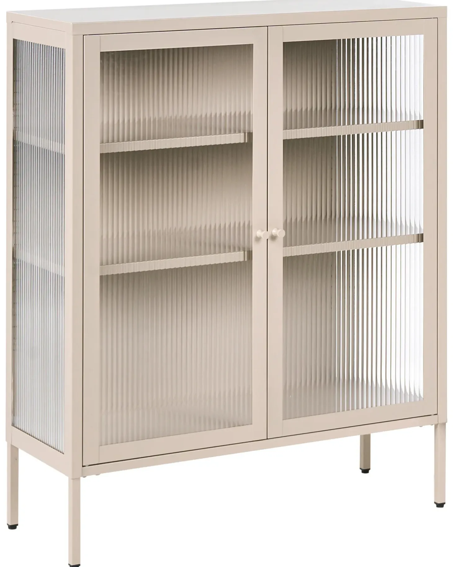 Glas vitrine skænk LERRYN Metal 90 cm Beige