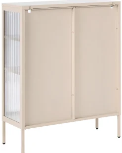 Glas vitrine skænk LERRYN Metal 90 cm Beige