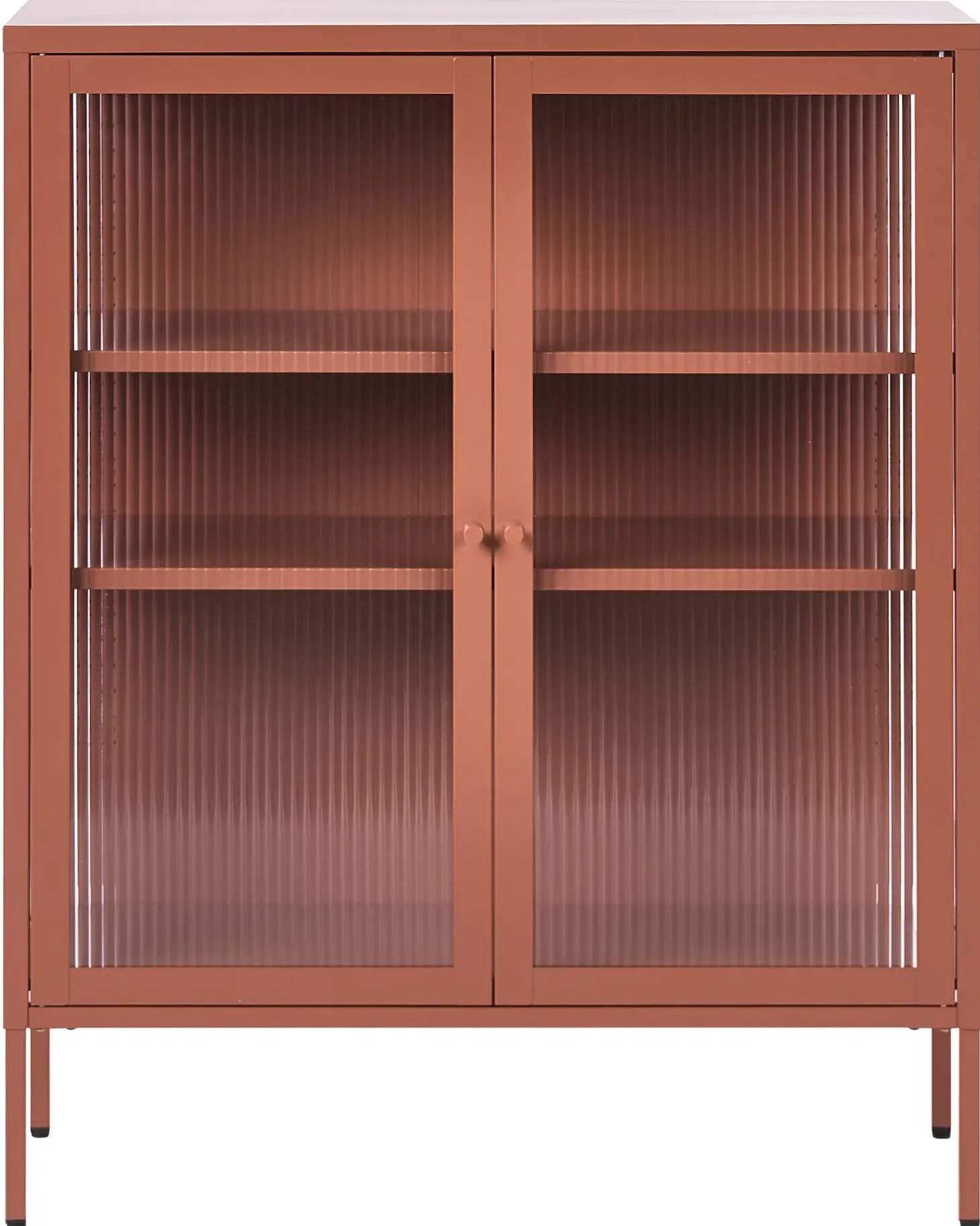 Glas vitrine skænk LERRYN Metal 90 cm Guldbrun