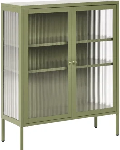 Glas vitrine skænk LERRYN Metal 90 cm Grøn
