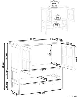 Glas vitrine skænk Med hylde INLET 80 cm Hvid