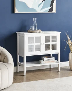 Glas vitrine skænk Med hylde INLET 80 cm Hvid